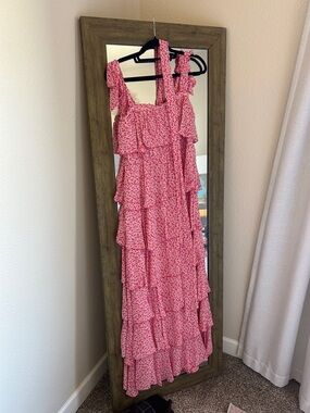 Show Me Your MuMu Pink Floral Ruffle Maxi Dress